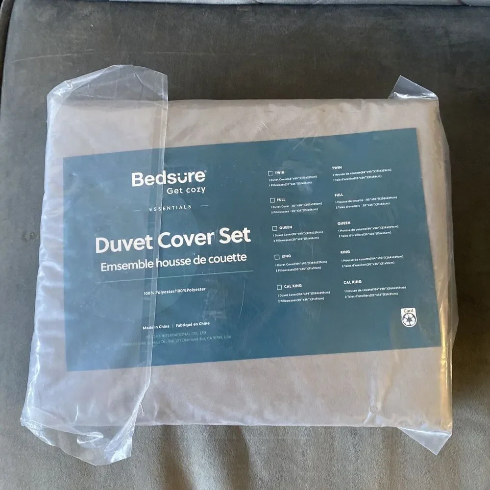 Bedsure Get Cozy‎ Twin Duvet Cover Set Gray- Soft Brushed 68x90 US